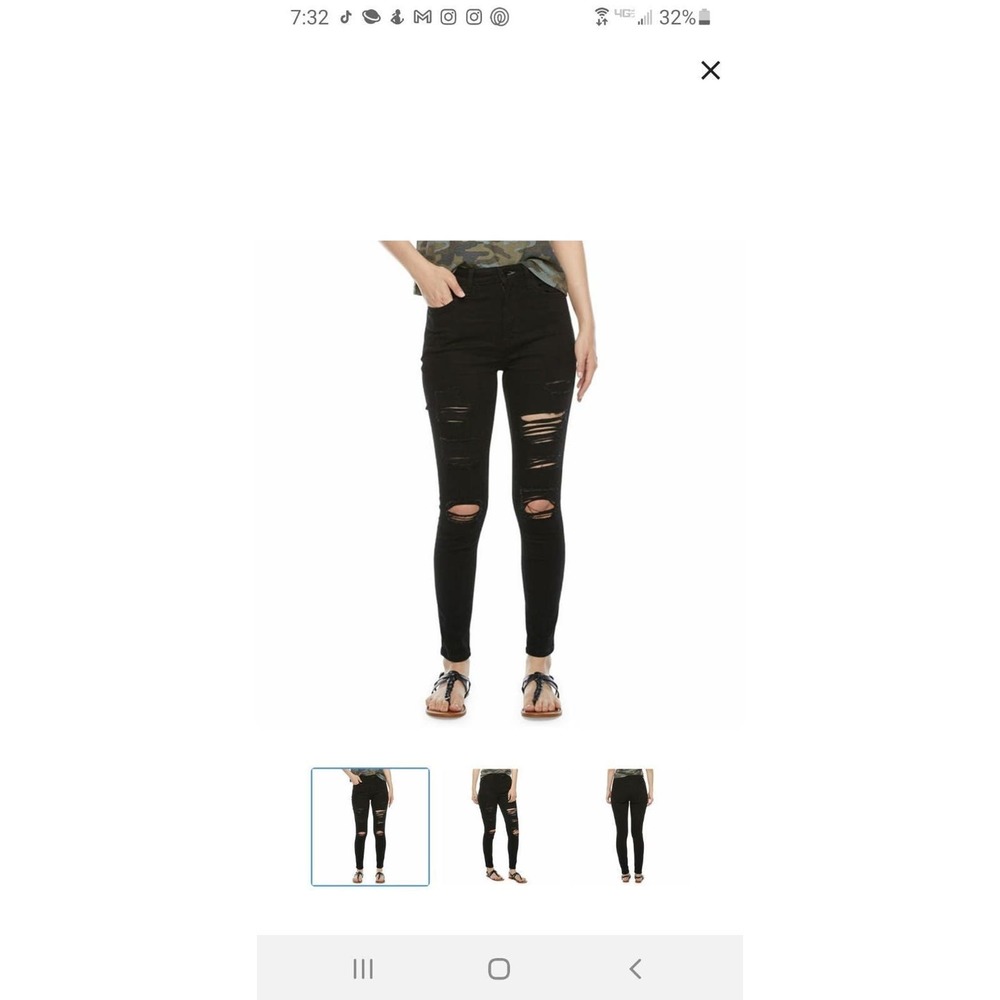 Arizona High Rise Skinny Jeans Black Size 34